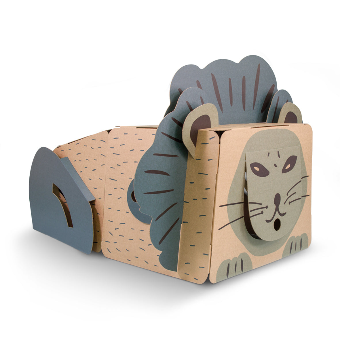 Maison en carton à construire en forme de lion